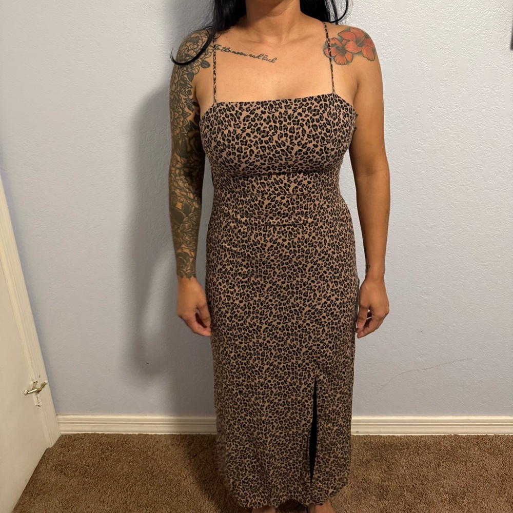 Topshop Leopard Print Midi Dress size 10